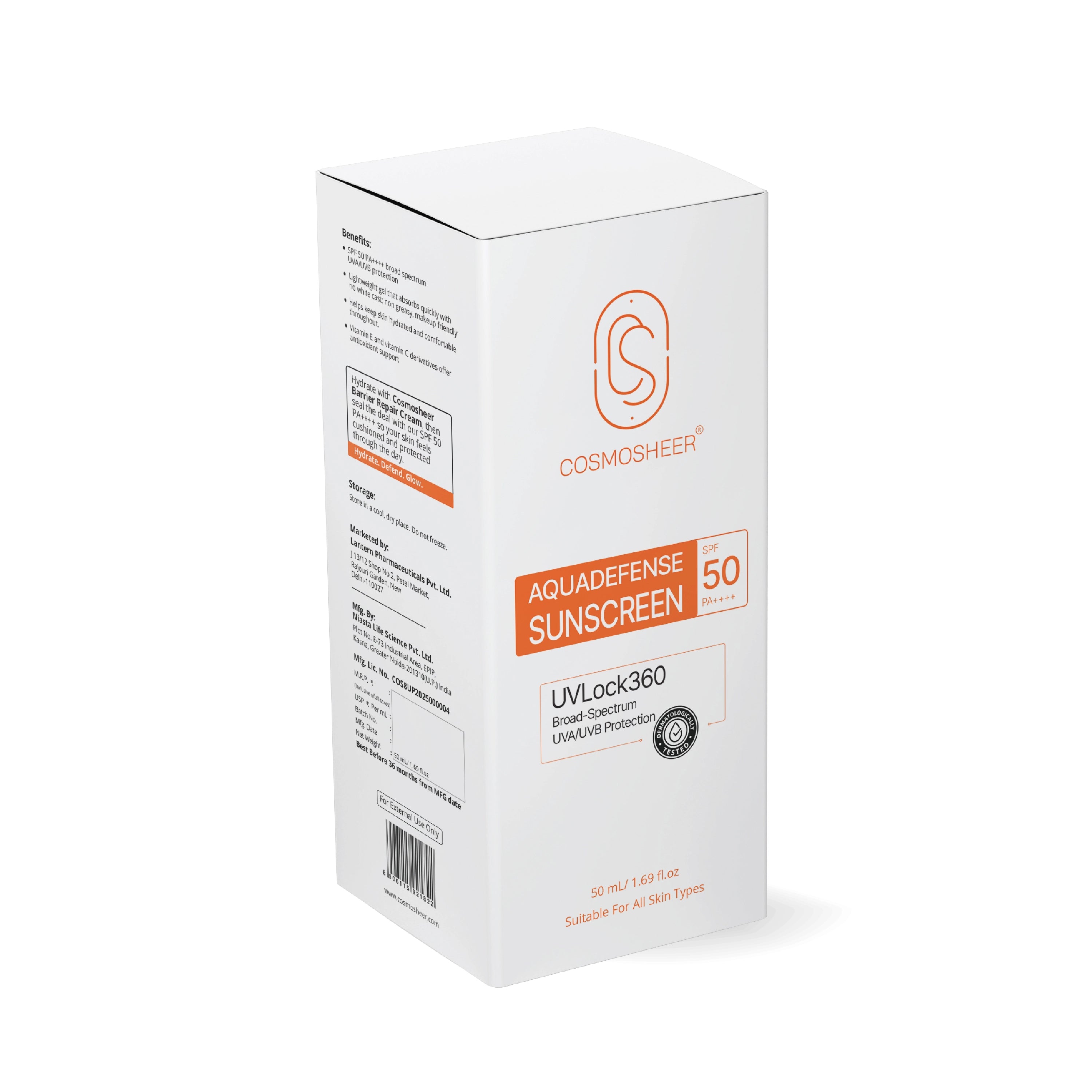 COSMOSHEER AQUADEFENSE - SUNSCREEN (SPF 50 PA++++)