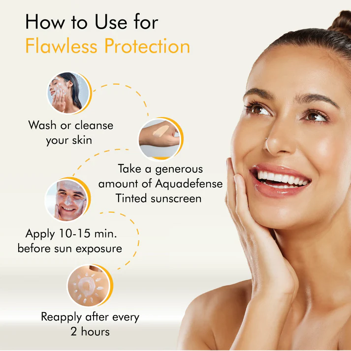 Cosmosheer Aquadefense Tinted Sunscreen SPF 50 PA ++++ (Protection from UVA & UVB rays ) | 50 ml